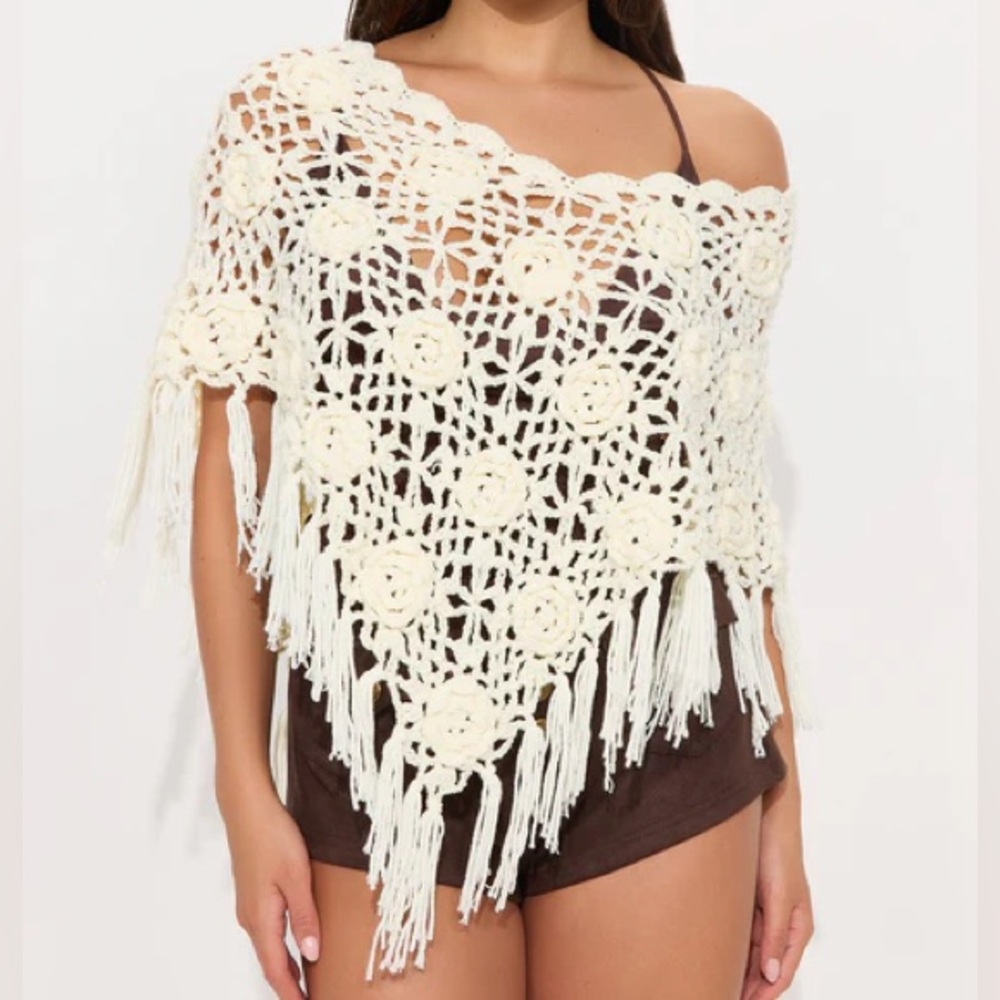 Handmade Energy Crochet Poncho | Fringe & Flowers